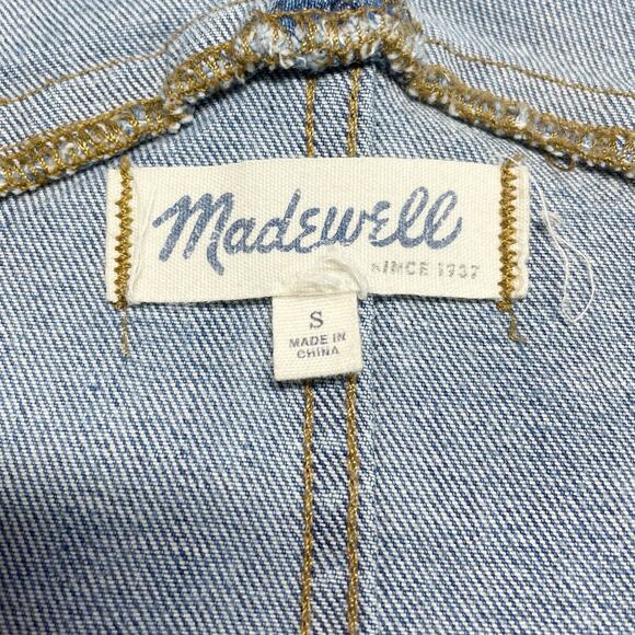 MADEWELL Stretch Denim Ripped-Knee Skinny Overalls in Faded Blue Wash Size S - Picture 5 of 6